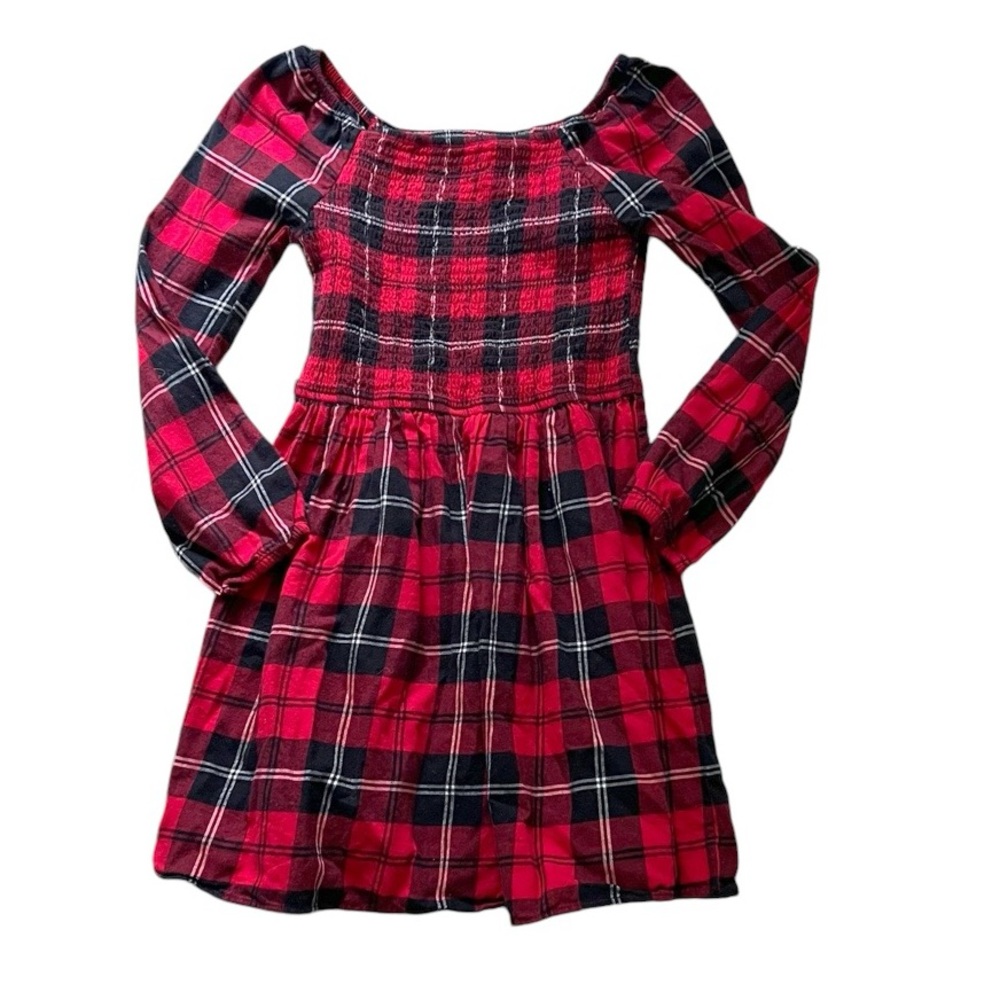 Girls SO Red Plaid Long Sleeve Dress